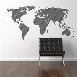 Randig världskarta - Väggdekor